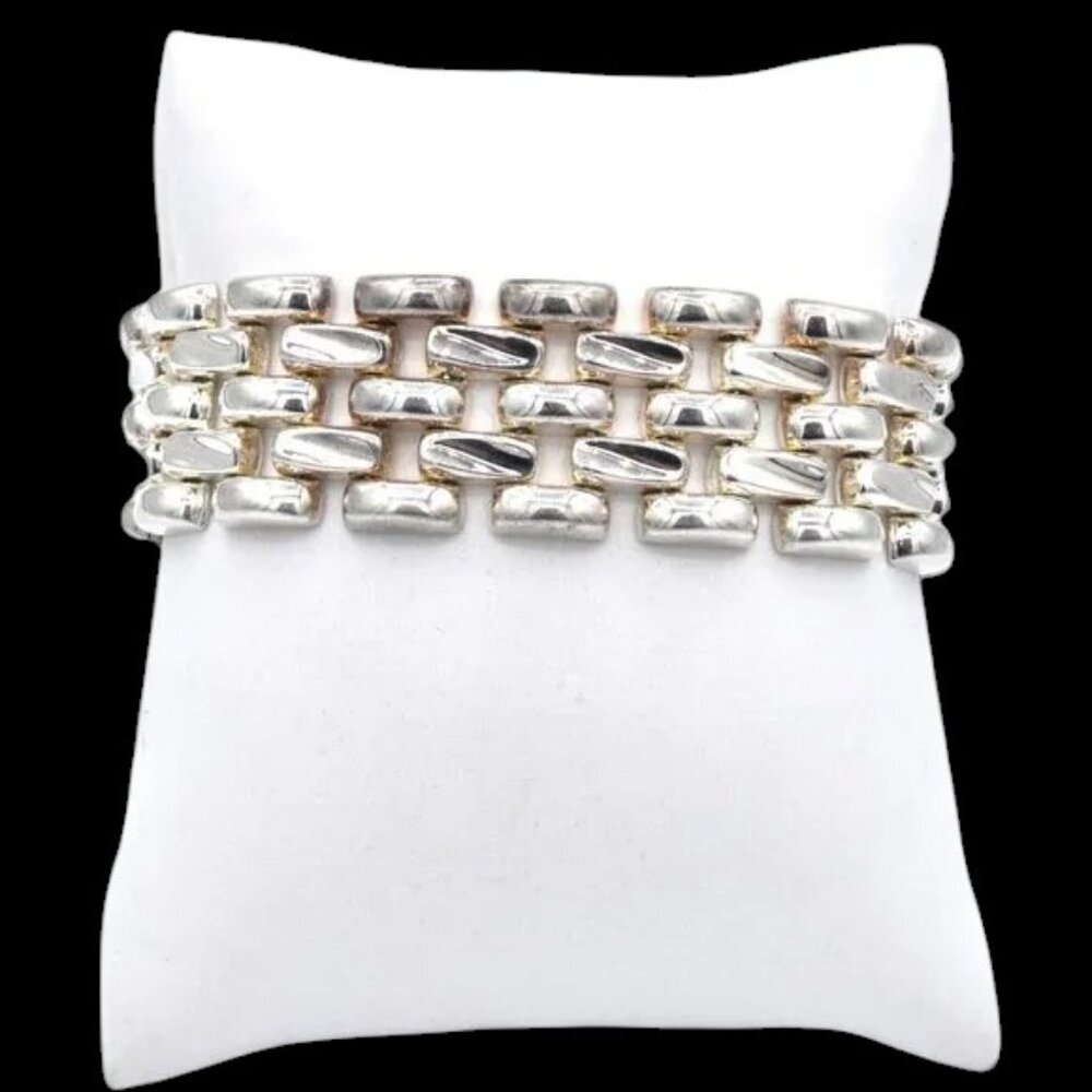 IBB Italian Sterling Silver Panther Link Bracelet